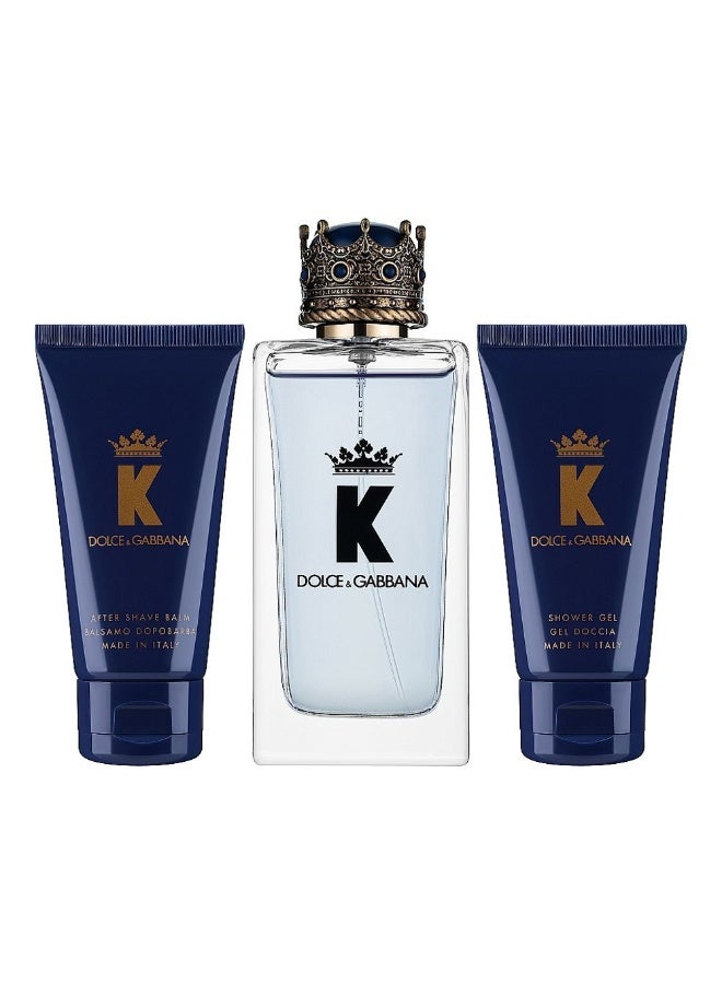 دولتشي آند غابانا مجموعة هدايا K: 100 مل ماء تواليت + 50 مل بلسم بعد الحلاقة + 50 مل جل استحمام 3 قطع - Image 2