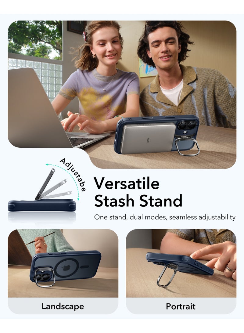 iPhone 17 HaloLock Classic Hybrid Case with Stand – MagSafe Compatible Cover with Camera Control Button Military-Grade Drop Protection And Shock-Absorbing Corners - Frosted Blue - view 5