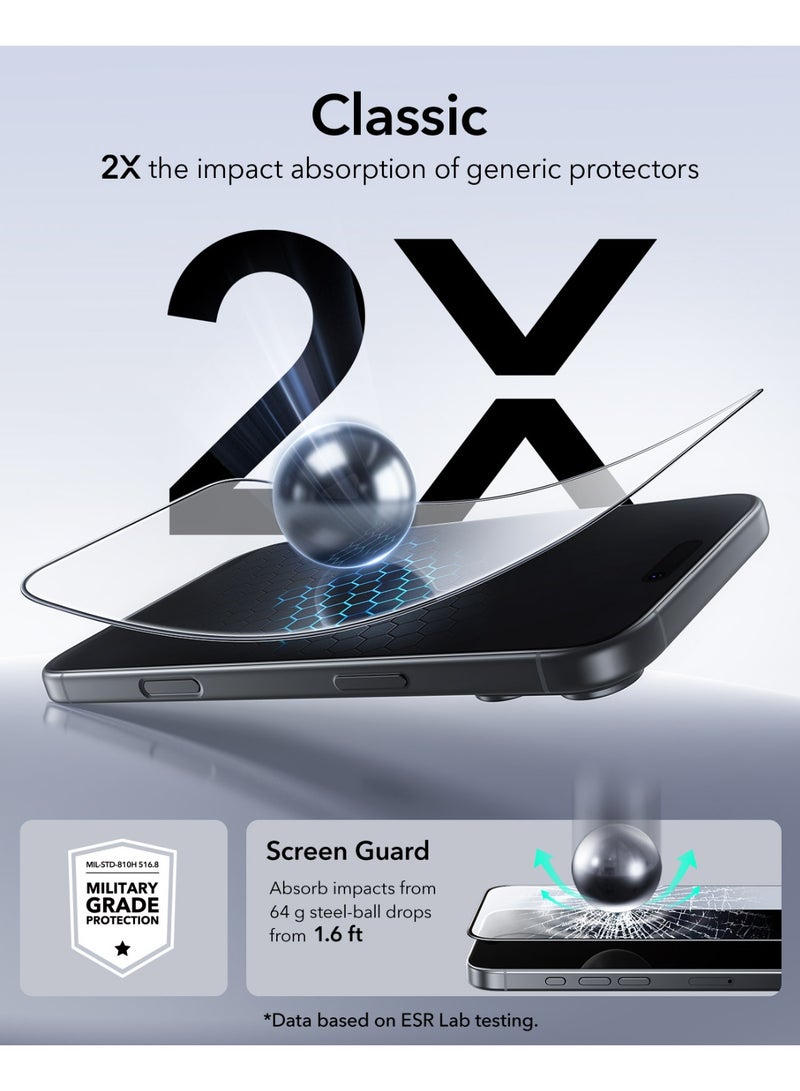 ESR Tempered-Glass Screen Protector, Compatible with iPhone 17 Pro, 2 Pack - Clear - Image 5