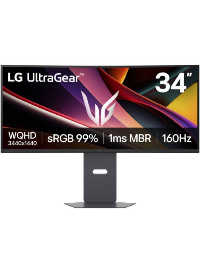 LG 34 inch UltraGear Curved Gaming Monitor, WQHD Resolution, 160Hz Refresh Rate, 1ms (MBR) Response Time, AMD FreeSync Premium, Motion Blur Reduction, 34G600A-B.AMA black - Image 1