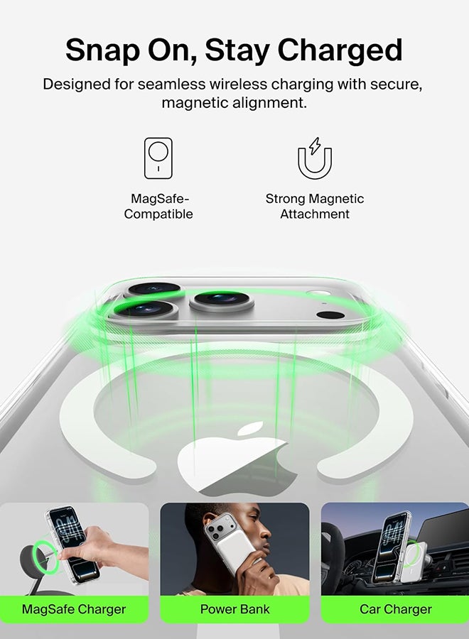 belkin SheerForce Clear MagSafe Compatible iPhone 17 Pro Case with Slim Design And Anti-Scratch Treated Coating - Magnetic, Transparent, And Shockproof Protective iPhone Case - Clear - Image 4