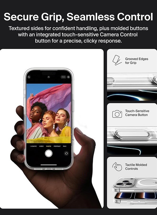 belkin SheerForce Clear MagSafe Compatible iPhone 17 Pro Case with Slim Design And Anti-Scratch Treated Coating - Magnetic, Transparent, And Shockproof Protective iPhone Case - Clear - Image 3