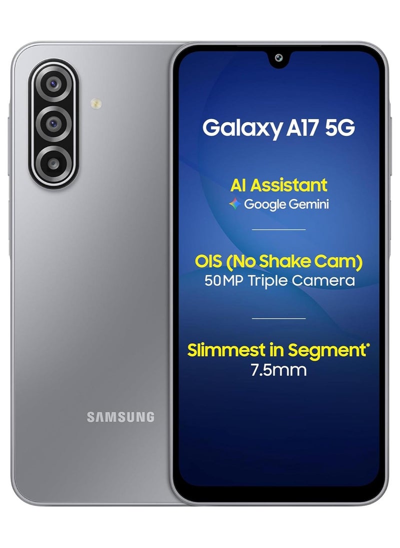 سامسونج Galaxy A17 5G Gray (8GB RAM / 256 GB Storage) Android Smartphone | 6x OS Upgrades, Large Display, 50MP OIS Camera | International Version - Image 1