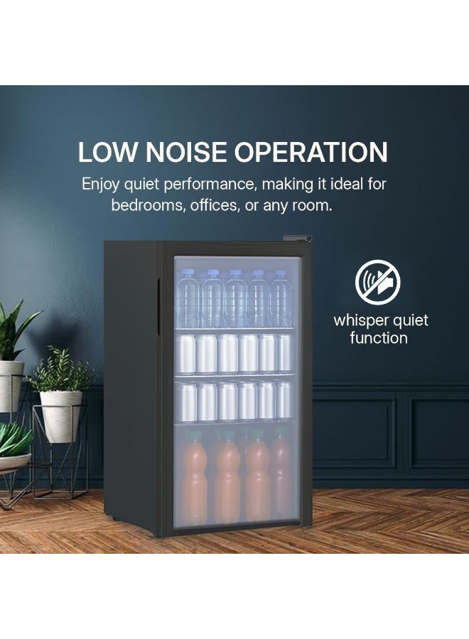 STAR TRACK 110L Beverage Cooler – Direct Compressor Cooling, Mechanical Temperature Control, HFC-Free, 3 Adjustable Shelves, Reversible Glass Door, LED Light, R600a, Energy Efficient – 110 L 85 W ST-BCH110-BD Black - Image 3