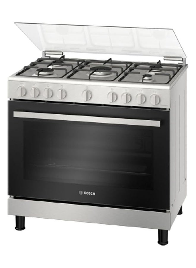 BOSCH 90x60 Cm Gas Range Cooker, 5 Burners, 125L Catalytic Oven, Series 6, 5 Heating Modes, HGP3ISW50M, Stainless Steel HGP3ISW50M Stainless Steel