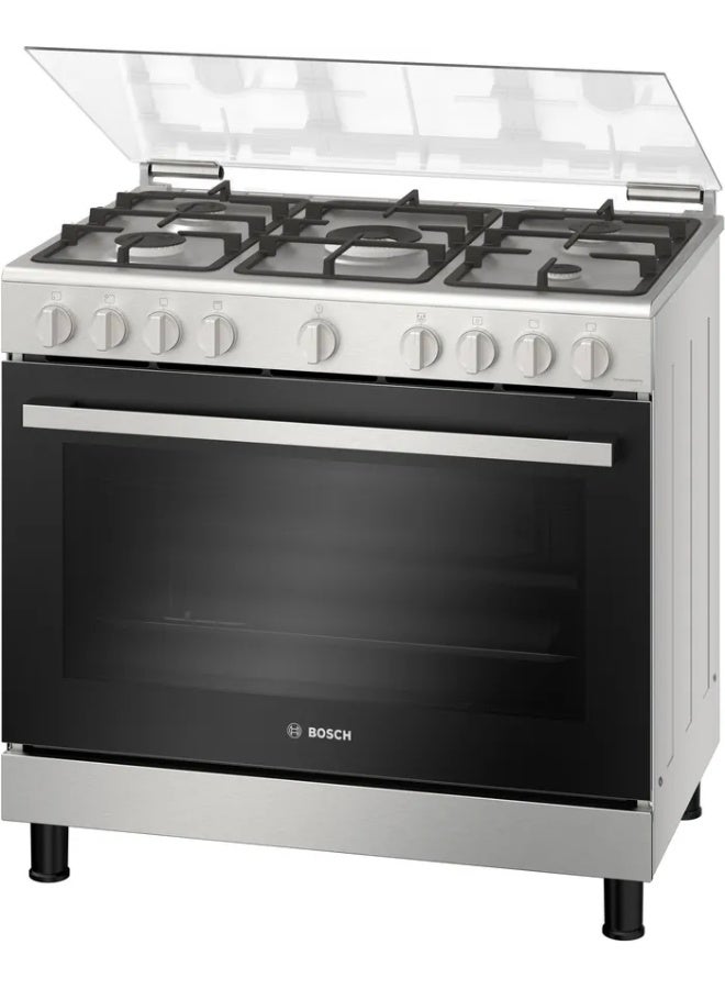 BOSCH 90x60 Cm Gas Range Cooker with 125L Oven, 5 Burners, 6 heating Modes, Series 4, HGV1ISW50M, Stainless Steel HGV1ISW50M Stainless Steel - Image 2
