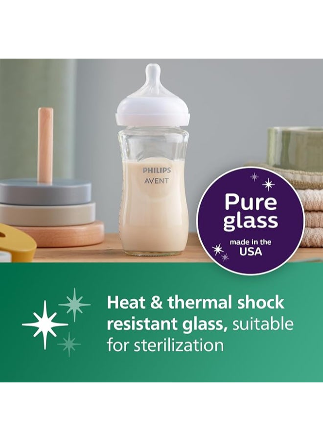 Philips Avent Pack Of 2 Glass Natural Baby Bottle with Natural Response, 8oz,  SCY913/02 - Image 2