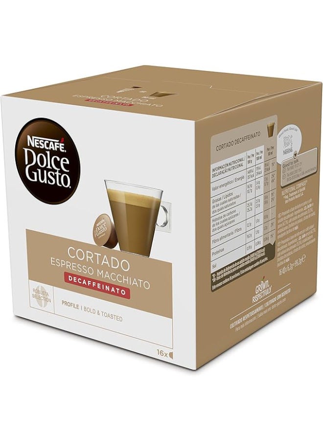نسكافيه Cafe Descafeinado Cortado Dolce Gusto 16 capsgrams Pack of 16