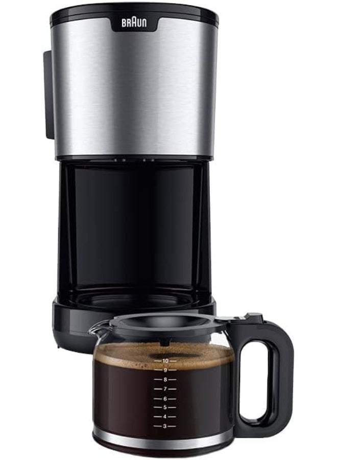 BRAUN Household PurShine KF1500 BK, Filter Coffee Machine with Glass Jug for up to 10 /15 Cups, OptiBrew System, Automatic Shutdown, 1000 Watts, Black 10 cu.ft 1000 W KF1500 BK black - Image 3