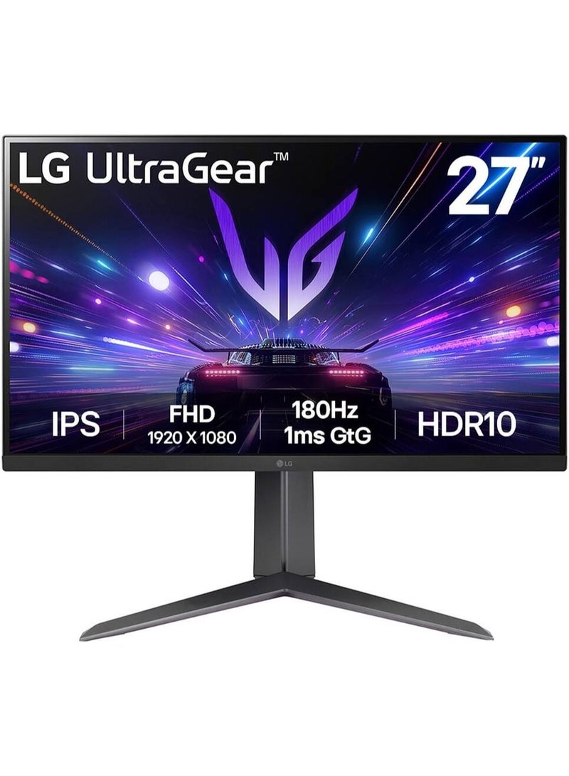 LG 27 inch UltraGear Gaming Monitor, IPS Display, FHD Resolution, 180Hz Refresh Rate, 1ms (GtG) Response Time, AMD FreeSync & NVIDIA G-Sync Technology, 16.7m Color Display 27GS65F Black - Image 1