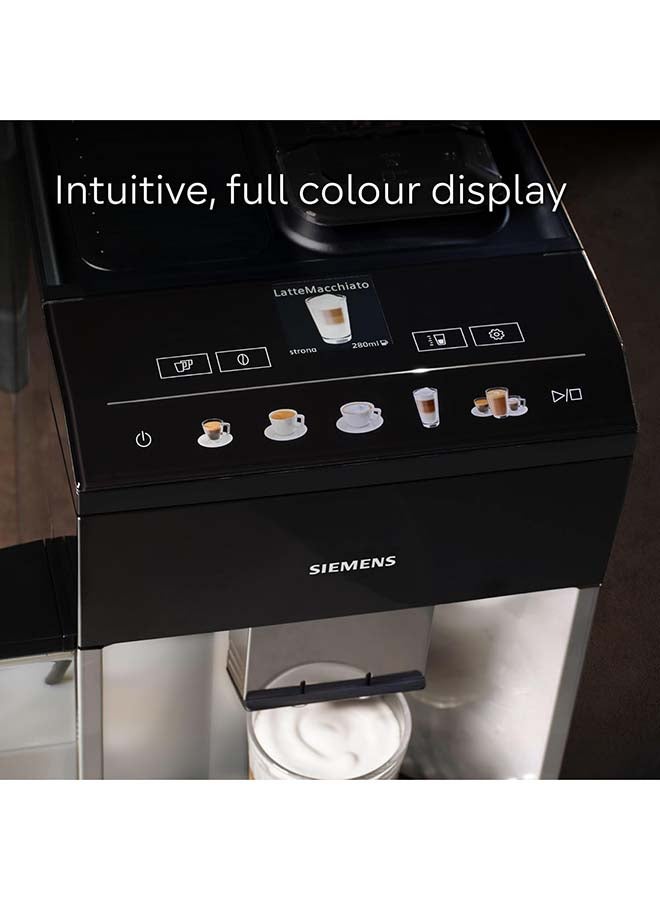 سيمنز ماكينة قهوة أوتوماتيكية بالكامل، EQ500، شوت مزدوج عطر، تنظيف تلقائي للحليب، سيرام درايف، عرض اختيار القهوة، وظيفة كوبين، فضي نهاري/بيانو - Image 4