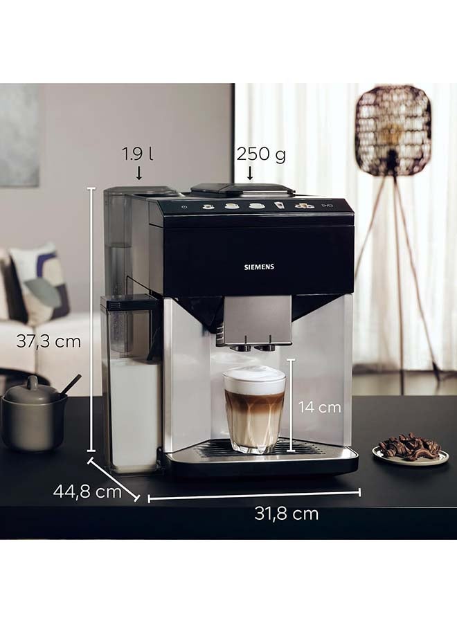 سيمنز ماكينة قهوة أوتوماتيكية بالكامل، EQ500، شوت مزدوج عطر، تنظيف تلقائي للحليب، سيرام درايف، عرض اختيار القهوة، وظيفة كوبين، فضي نهاري/بيانو - Image 3