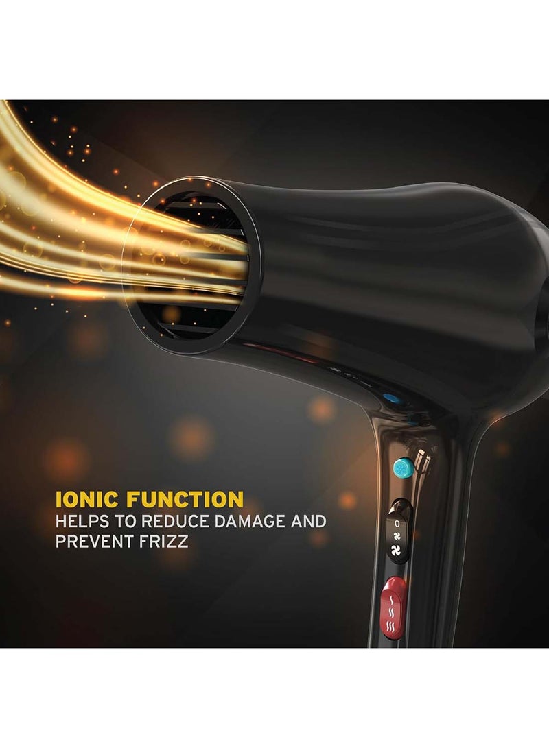 وال مجفف شعر برو ستايل 1800 واط | تقنية الأيونات المضادة للتجاعيد | ملحق باور بيك للشعر الأفريقي والمجعد | 3 إعدادات حرارة و2 سرعة | فلتر قابل للإزالة | سلك صالون بطول 3م – أسود 3026984 - Image 4