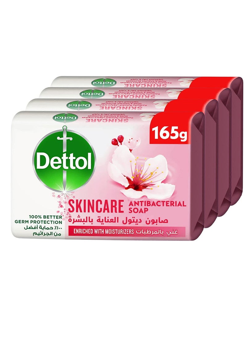 Dettol Skincare Enriched With Moisturizers Antibacterial Bar Soap- 4 X 165gms Rose & Sakura Blossom 4 X 165gmsgrams - Image 1