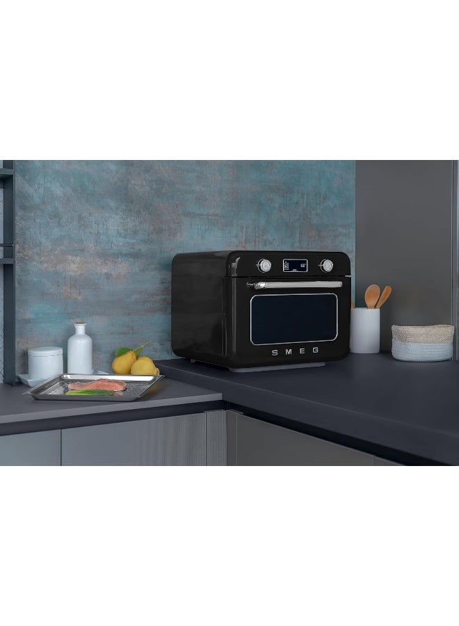 سميج 50’S Style Countertop Combi Steam Oven – Italian Design, Multi-Function Cooking, Air Fry, Steam & Traditional Baking, 33 Built-In Recipes – 30 L 1800 W COF01BLUK black - Image 2