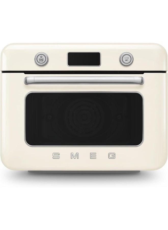 سميج 50’S Style Countertop Combi Steam Oven – Italian Design, Multi-Function Cooking, Air Fry, Steam & Traditional Baking, 33 Built-In Recipes – 30 L 1800 W COF01CRUK Cream - Image 1
