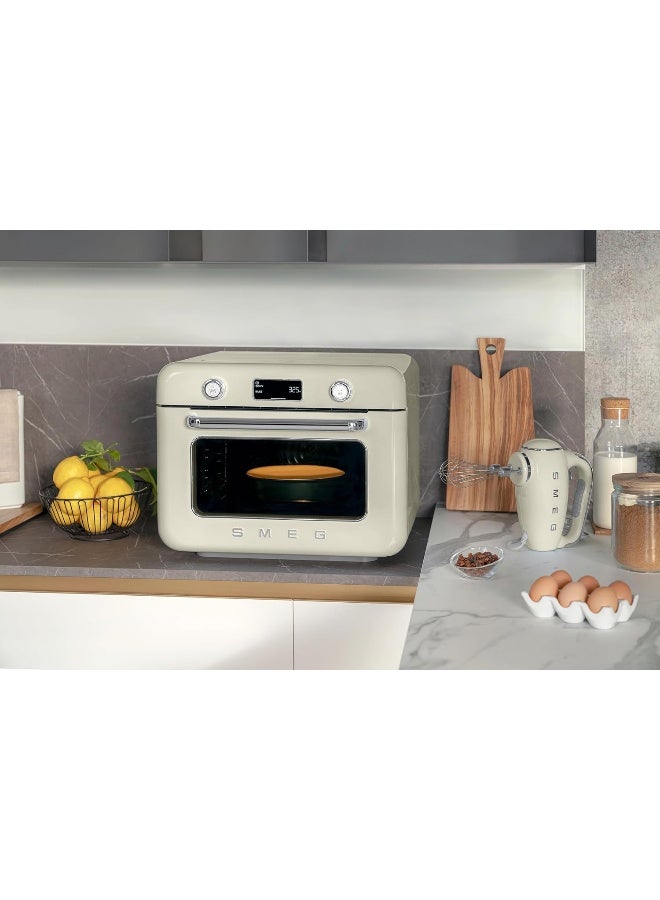 سميج 50’S Style Countertop Combi Steam Oven – Italian Design, Multi-Function Cooking, Air Fry, Steam & Traditional Baking, 33 Built-In Recipes – 30 L 1800 W COF01CRUK Cream - Image 2