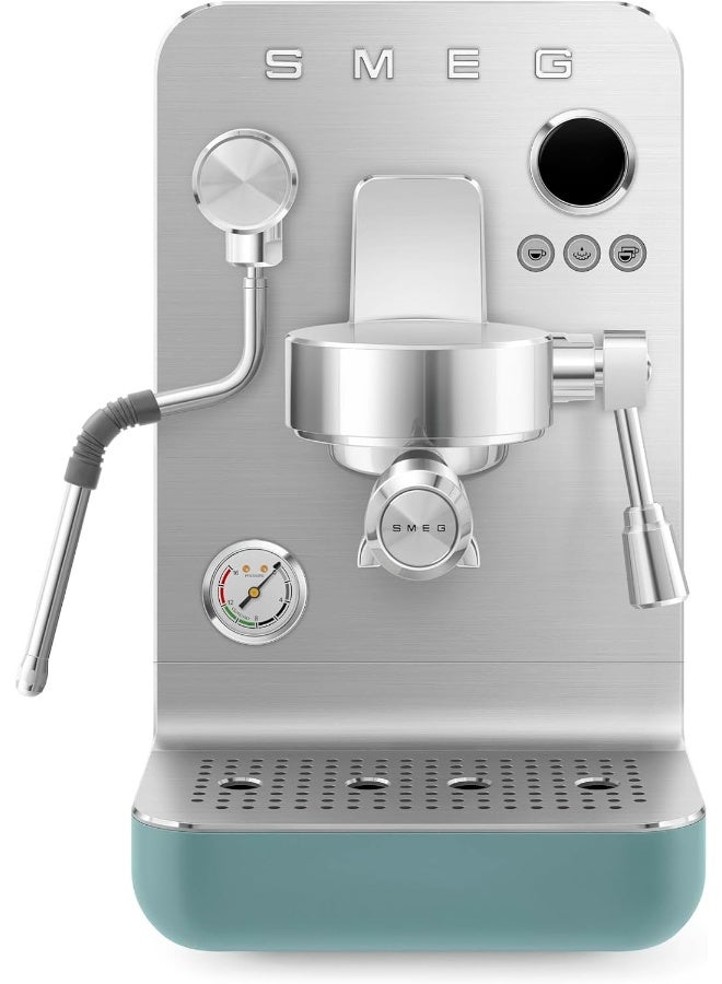 smeg Mini Pro Espresso Machine Emc02Egmuk  – Luxury Italian Design, 15-Bar Professional Pressure, Barista-Grade Espresso Maker, Compact & Elegant, 2.4 L EMC02EGMUK EMERALD GREEN - Image 1