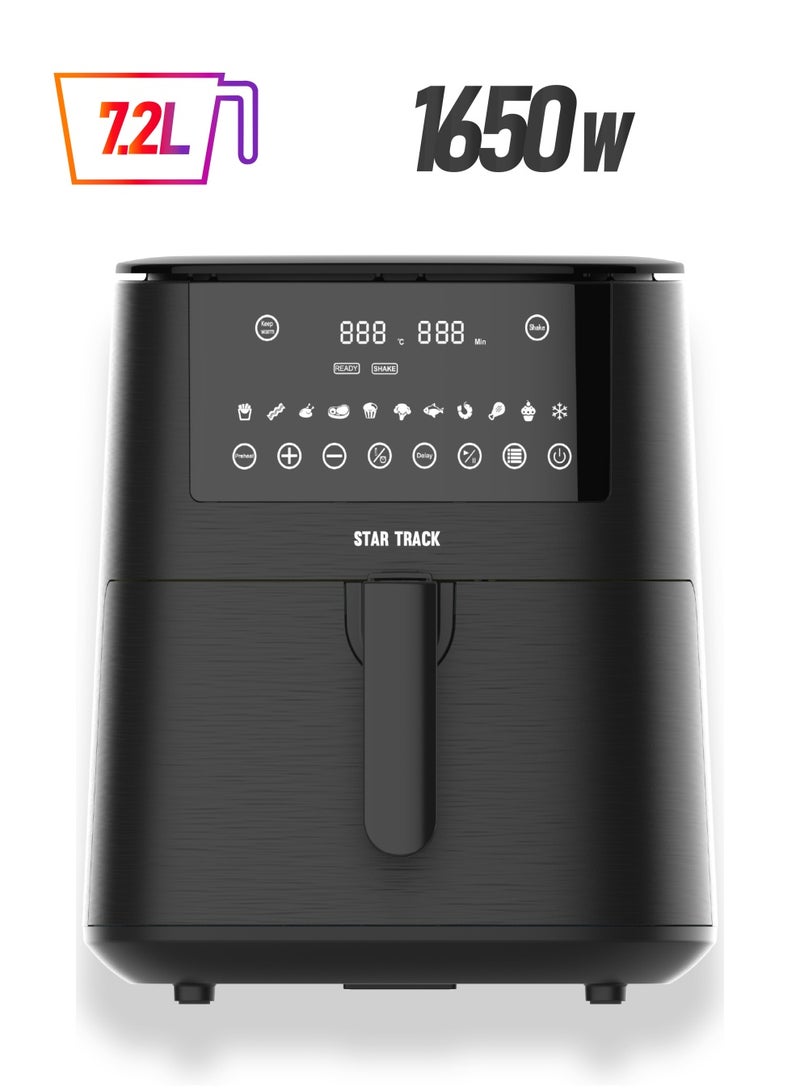 STAR TRACK Air Fryer, Capacity 9 Blades Fan, Touch Control Function,11 Cooking Preset, Elegant Design 7.2 L 1650 W ST-AF1650-SB72 black - Image 1