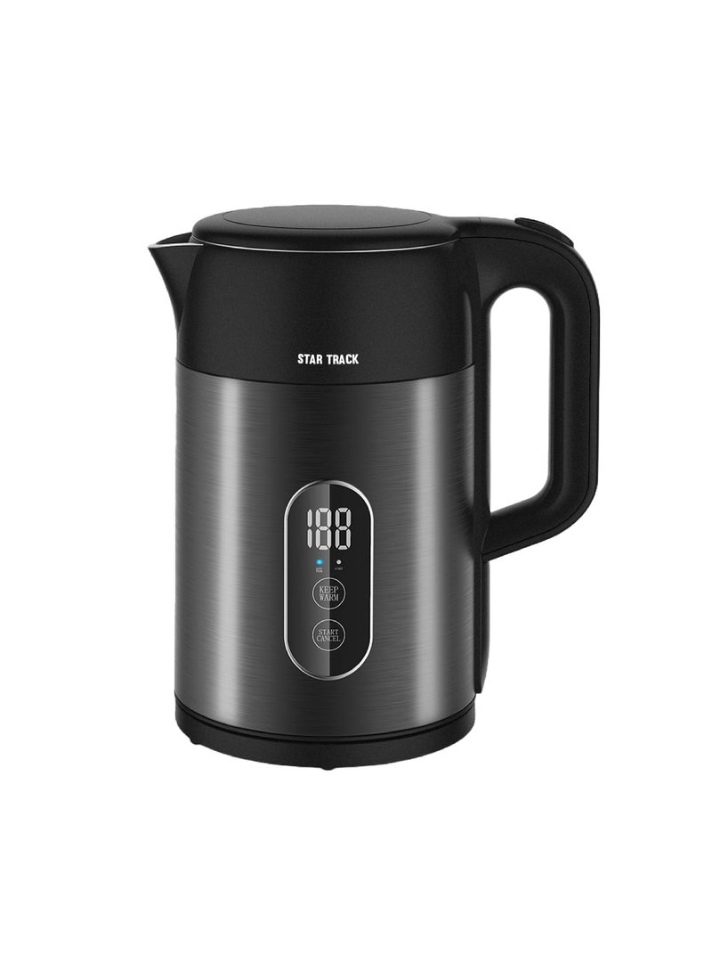 STAR TRACK Electric Kettle Instant Heating, Temperature Selection, Boil-Dry Protection, and SS Lid Cover 1.5 L 2200 W ST-15TMD-KS2200 Black - Image 1