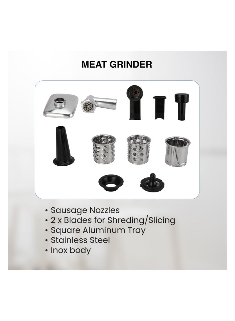 STAR TRACK Meat Grinder Lock Power, 100% Copper Motor, Stainless Steel Body, Sausage Nozzles & Shredding Blades, Premium Quality 13 kg 1300 W ST-BID-MG1300 Black - Image 3