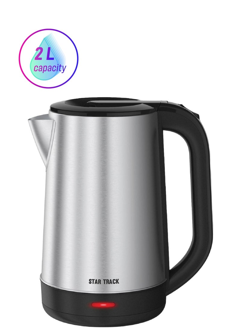 STAR TRACK Electric Kettle, Instant Heating, Manual Lid, Auto Shut Off, Boil Dry Protection, 2 L 2200 W ST-20SD-KS2200 sliver - Image 1