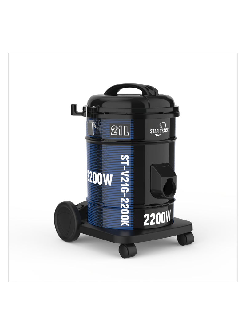 ستار تراك Vacuum Cleaner, Power, 7m Cable, Telescopic Tube, 100% Copper Motor 21 L 2200 W ST-V21G-2200K Black - Image 1