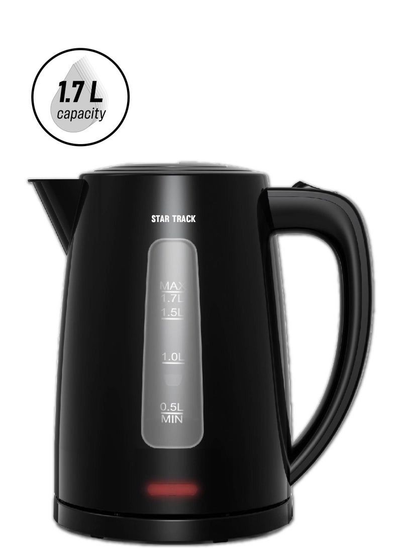 STAR TRACK Electric Kettle, Instant Heating, Manual Lid, Boil-Dry Protection, and Light Indicator, 1.7 L 2200 W ST-17BD-KP2200 Black - Image 1