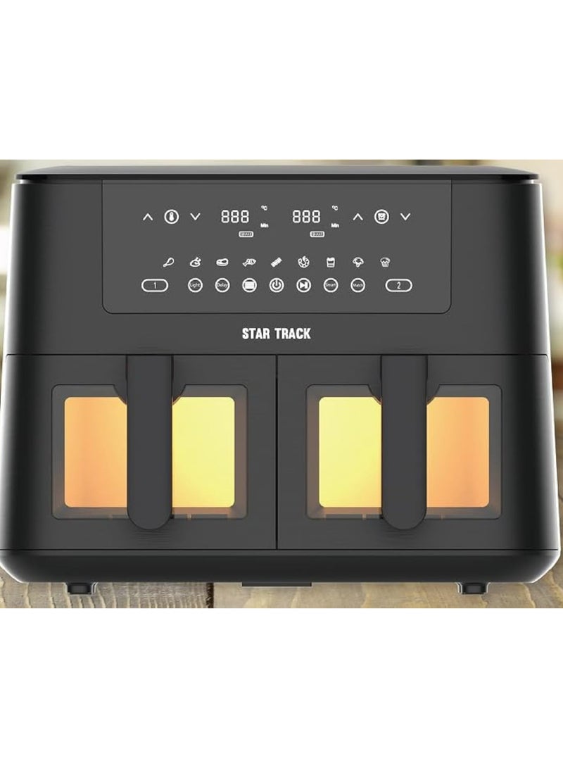 STAR TRACK Air Fryer Dual Compartment Tub, Capacity 9 cooking presets, Touch control 10 L 3040 W ST-AF3040-TB100 Black - Image 2