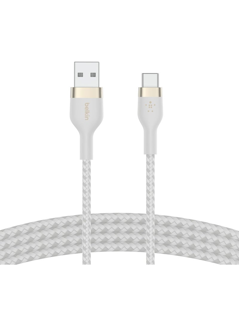 belkin Boost Charge Pro Flex Braided USB-C to USB-A (1M/3.3ft) Fast Charging Cable USB-IF Certified for iPhone 16, iPhone 16 Pro, iPad Pro, Galaxy S25, S24, Pixel, Nintendo Switch 2 & More white - Image 1
