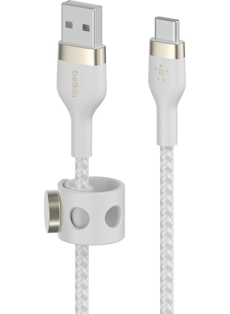 belkin Boost Charge Pro Flex Braided USB-C to USB-A (1M/3.3ft) Fast Charging Cable USB-IF Certified for iPhone 16, iPhone 16 Pro, iPad Pro, Galaxy S25, S24, Pixel, Nintendo Switch 2 & More white - Image 4