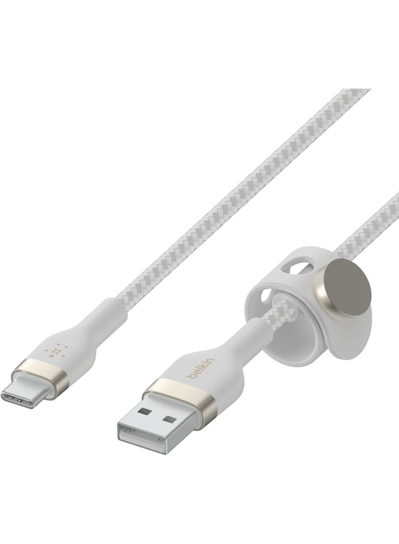 belkin Boost Charge Pro Flex Braided USB-C to USB-A (1M/3.3ft) Fast Charging Cable USB-IF Certified for iPhone 16, iPhone 16 Pro, iPad Pro, Galaxy S25, S24, Pixel, Nintendo Switch 2 & More white - Image 3