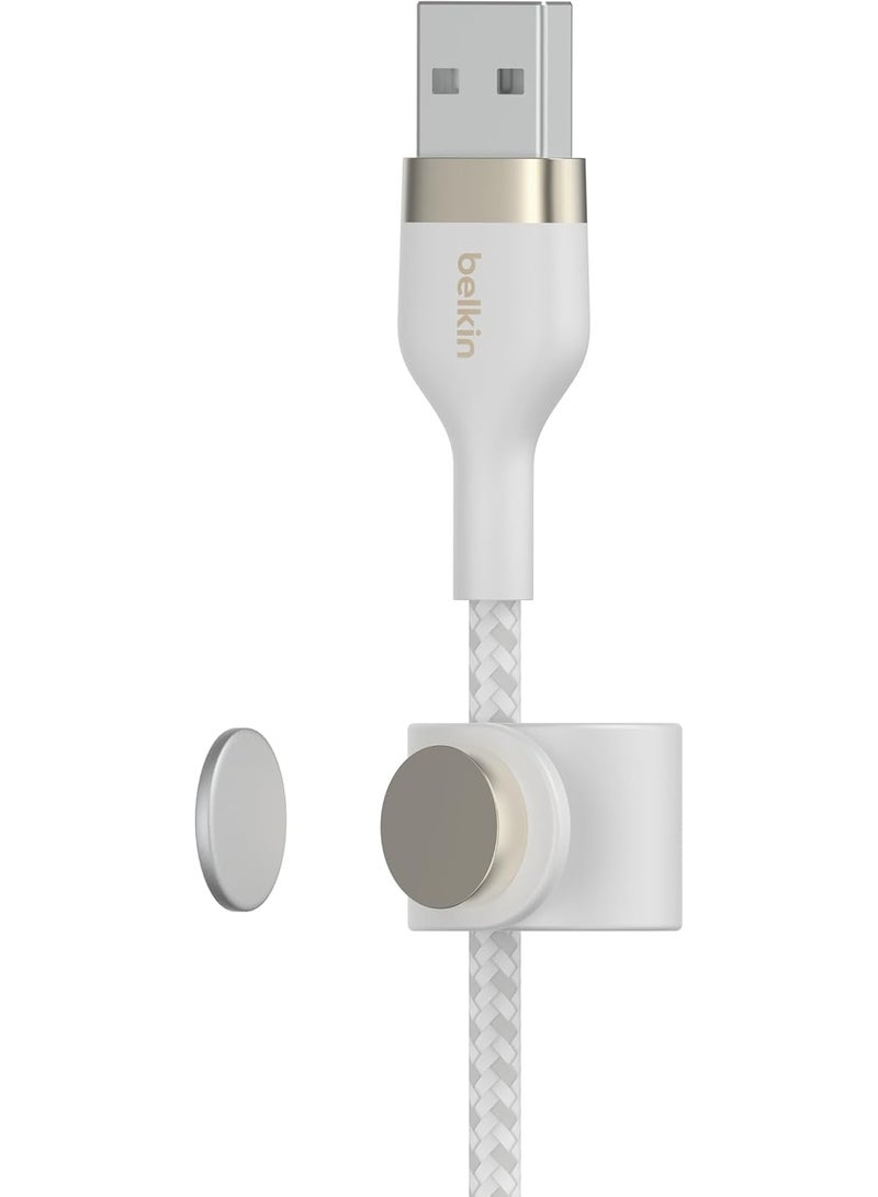 belkin Boost Charge Pro Flex Braided USB-C to USB-A (1M/3.3ft) Fast Charging Cable USB-IF Certified for iPhone 16, iPhone 16 Pro, iPad Pro, Galaxy S25, S24, Pixel, Nintendo Switch 2 & More white - Image 2