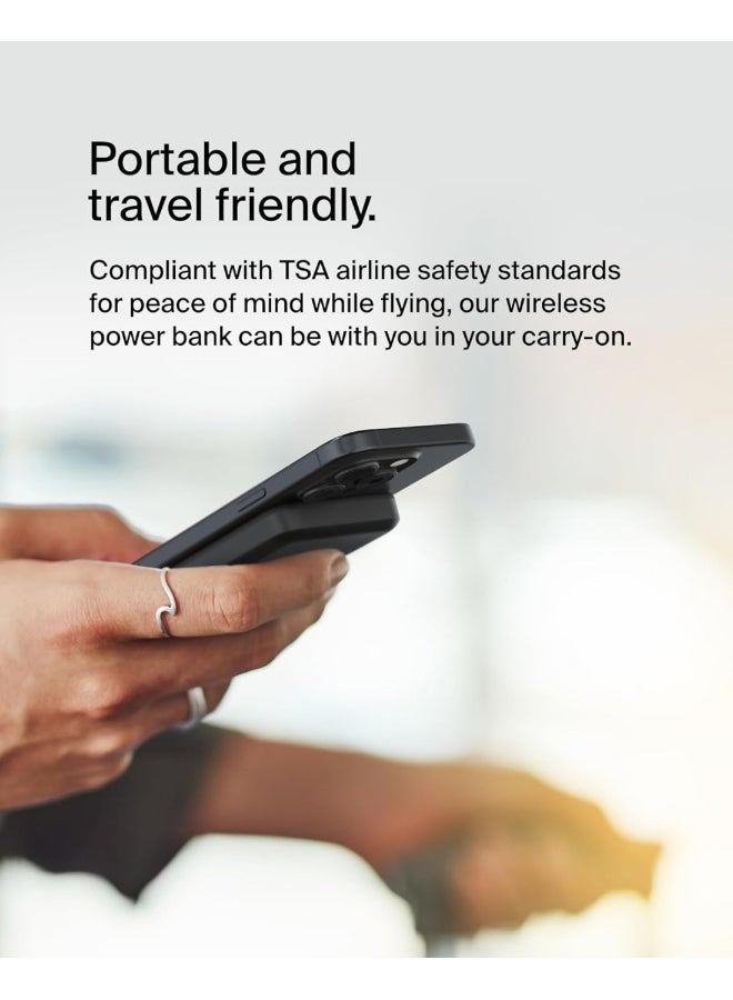 belkin BoostCharge Pro Wireless Power Bank 5000mAh with Qi2, MagSafe compatible portable charger + built-in pop-up kickstand, battery pack for iPhone 16, iPhone 15, 14, 13, 12 and more - Black - Image 5