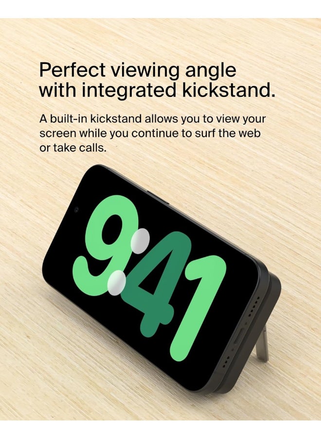 belkin BoostCharge Pro Wireless Power Bank 5000mAh with Qi2, MagSafe compatible portable charger + built-in pop-up kickstand, battery pack for iPhone 16, iPhone 15, 14, 13, 12 and more - Black - Image 3