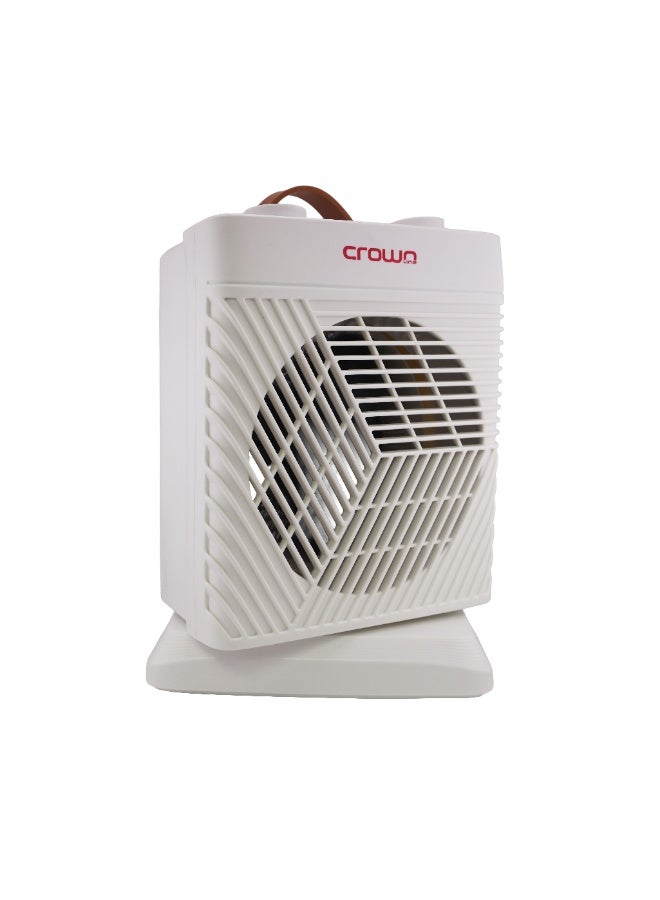 كراون لاين سخان مروحة HT-437، 1800-2000 واط، إعدادين للحرارة، دوران، هواء بارد، ترموستات، حماية من السخونة الزائدة، قطع حراري، ضوء الطاقة، مقبض حمل، يغطي حتى 20㎡ - Image 1