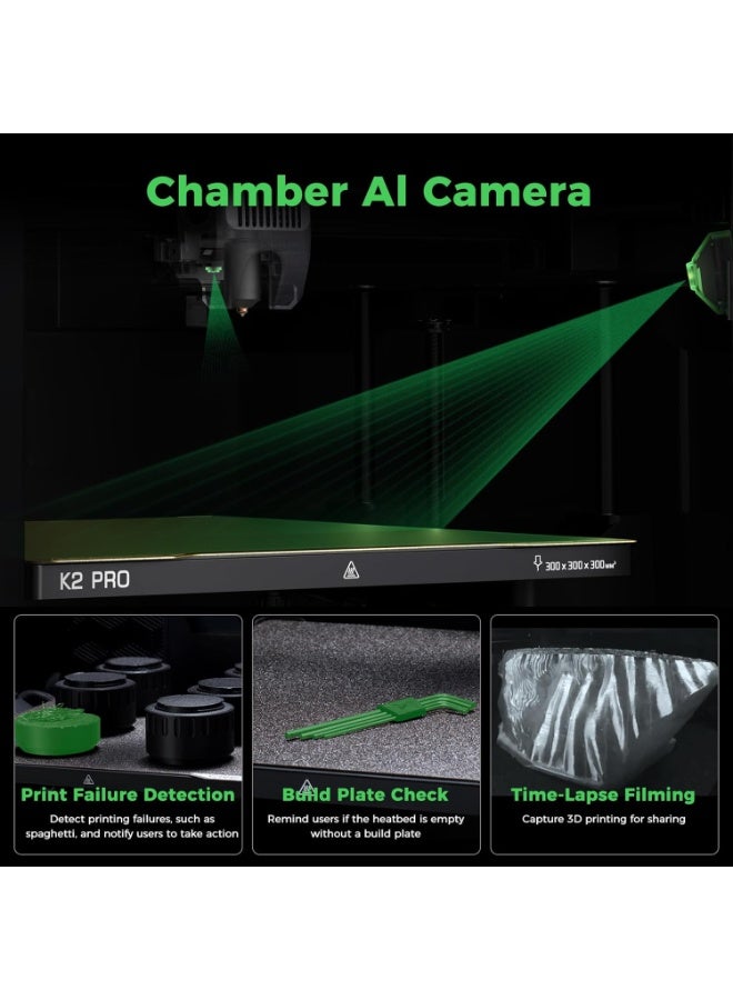 كريليتي 3D Creality K2 Pro Combo 3D Printers, Multicolor 3D Printer Machine with CFS, Dual Camera, 600mm/s Printing Speed, Next-Gen Direct Drive Extruder, 300 * 300 * 300mm Printing Volume black - Image 4