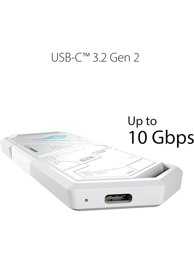 ASUS ROG Strix Arion SSD Enclosure (SSD Case) 3.2 Gen 2 (10 Gbps), USB-C and USB-A Cables Included, PCIe M.2 NVMe SSD 2280/2260/2242/2230 M Key/B+M Key Compatible, Screwdriver-Free Design white - Image 3