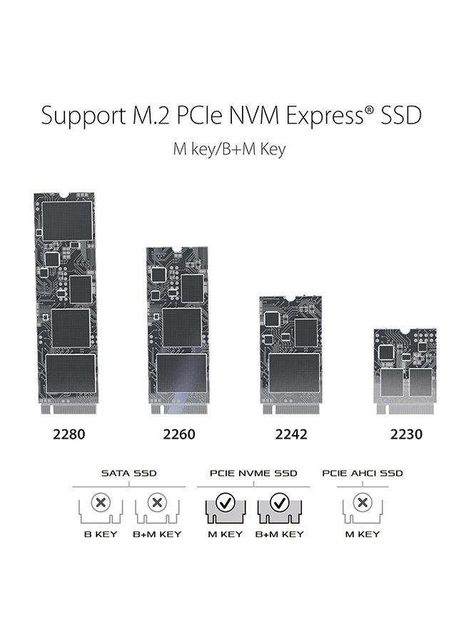 ASUS ROG Strix Arion SSD Enclosure (SSD Case) 3.2 Gen 2 (10 Gbps), USB-C and USB-A Cables Included, PCIe M.2 NVMe SSD 2280/2260/2242/2230 M Key/B+M Key Compatible, Screwdriver-Free Design white - Image 2