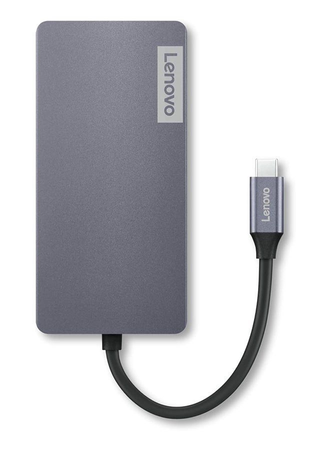 Lenovo 150 USB-C Travel Dock (Charging Host Upto 100W |3 x USB-A 3.0| x HDMI 1.4, 4K @ 30 Hz| 1 x VGA, Up to 1920 x 1080 @ 60 Hz | 1 x Video Output | RJ45 Support |1 Year Warranty| Grey), GX91M73946 grey - Image 1