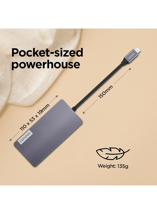 Lenovo 150 USB-C Travel Dock (Charging Host Upto 100W |3 x USB-A 3.0| x HDMI 1.4, 4K @ 30 Hz| 1 x VGA, Up to 1920 x 1080 @ 60 Hz | 1 x Video Output | RJ45 Support |1 Year Warranty| Grey), GX91M73946 grey - Image 5