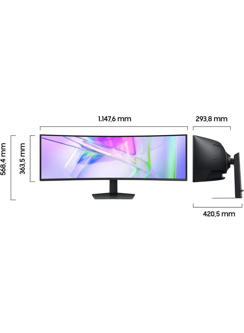 Samsung 49 inch ViewFinity 120Hz Dual-QHD Monitor - (5120 x 1440), 5ms, Tilt, Swivel, Height Adjustable, KVM Switch, USB-C (90W), 1000R, Integrated speakers, VESA DisplayHDR 400, S95UC black - Image 3