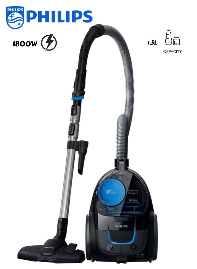 Philips PowerPro, Bagless Vacuum Cleaner, 82 dB, HEPA Filter 1.5 L 1800 W FC9350/61 Deep Black - Image 2