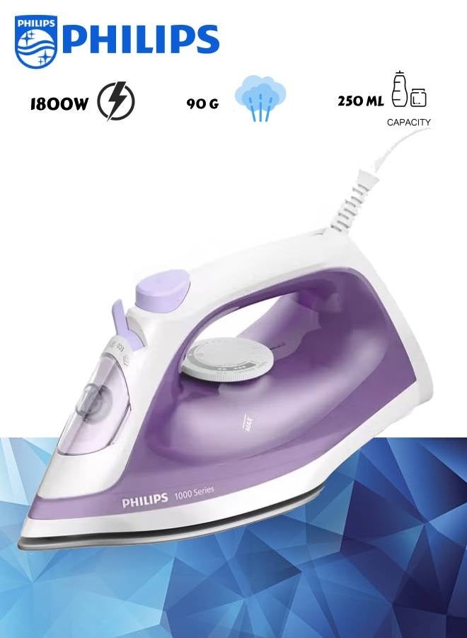 فيليبس Steam Iron 1000 Series, 90g Steam Boost, 45 Sec Heat-Up, 1.6m Cord 250 ml 1800 W DST1020/36 Purple - Image 1
