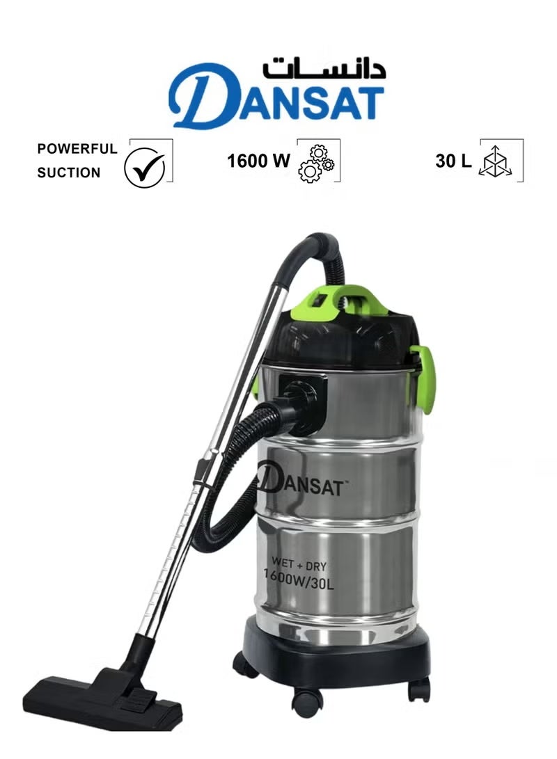 دانسات مكنسة كهربائية ذات أسطوانة واسعة - هيكل معدني، مكنسة بعصا قابلة للتلسكوب، 4 عجلات - نظام ترشيح متعدد الطبقات - Image 1