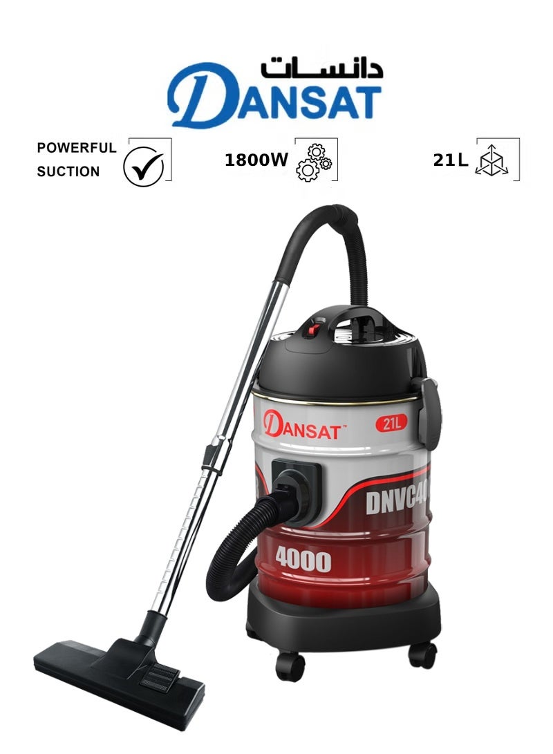 دانسات مكنسة كهربائية بأسطوانة واسعة - هيكل معدني، مكنسة بعصا قابلة للتلسكوب، 4 عجلات - نظام ترشيح متعدد الطبقات - Image 1