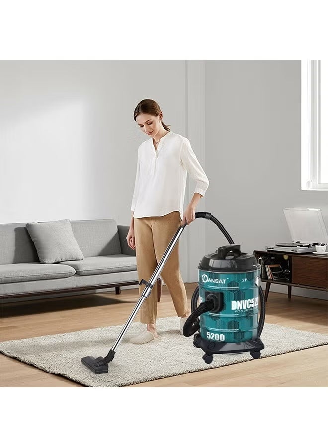 Dansat Wide Drum Vacuum Cleaner - Metal Body, telescopic stick vacuum, 4 wheels - Multi-Layer Filtration System 21 L 2000 W DNVC5200B green - Image 1