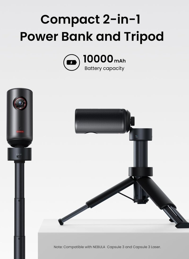نيبولا حامل ثلاثي مع بنك طاقة كبسولة، بطارية مدمجة تصل إلى 2 ساعة، ارتفاع قابل للتعديل من 215 مم إلى 840 مم، زاوية رؤية قابلة للتعديل من 0-90 درجة، إعداد سهل خلال 3 ثوانٍ، لسلسلة الكبسولة (حامل ثلاثي فقط) - - Image 2