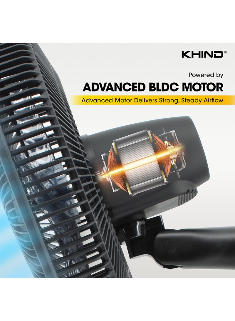 KHIND 16 Inch BLDC Wall Fan with Remote | 9 Speed, 3 Modes, Energy Efficient Motor, Silent Operation <62dB, High Air Delivery 60m³/min 36 W WF1603DC Black - Image 4