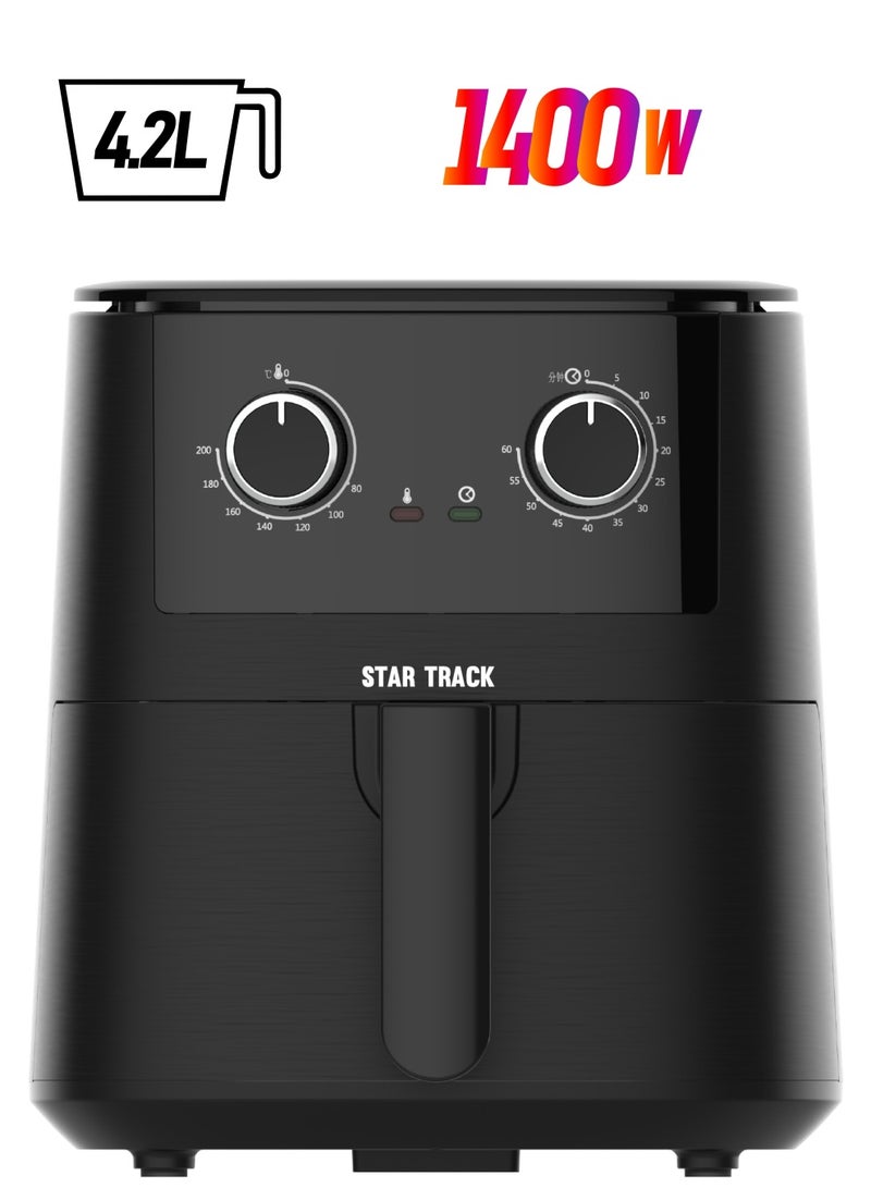 STAR TRACK Air Fryer 4.2 Liter 1400W Comes with Nine Blades Removes Oil and Fat, Elegant Design in Black Color 4.5 L 1400 W ST-AF1400-SB42 Black - Image 1